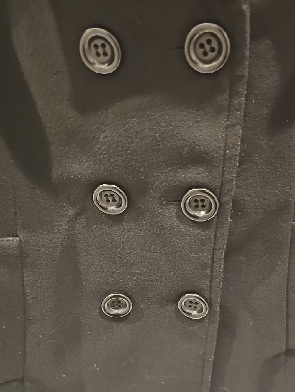 Black Double-Breasted Peacoat with Hood - Picture 4 of 6